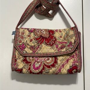 Vintage Valdrome Floral Quilted Crossbody Bag in Red and Pink